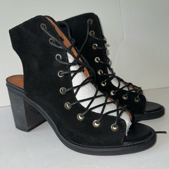 Free people x Jeffrey Campbell Minimal Lace Ups Black Suede Leather Ladies 8 - Picture 4 of 12